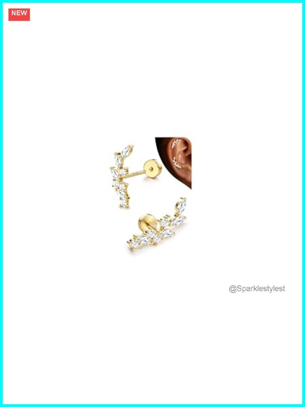 Hypoallergenic Sterling Silver Flat Back Cartilage Earrings 20G